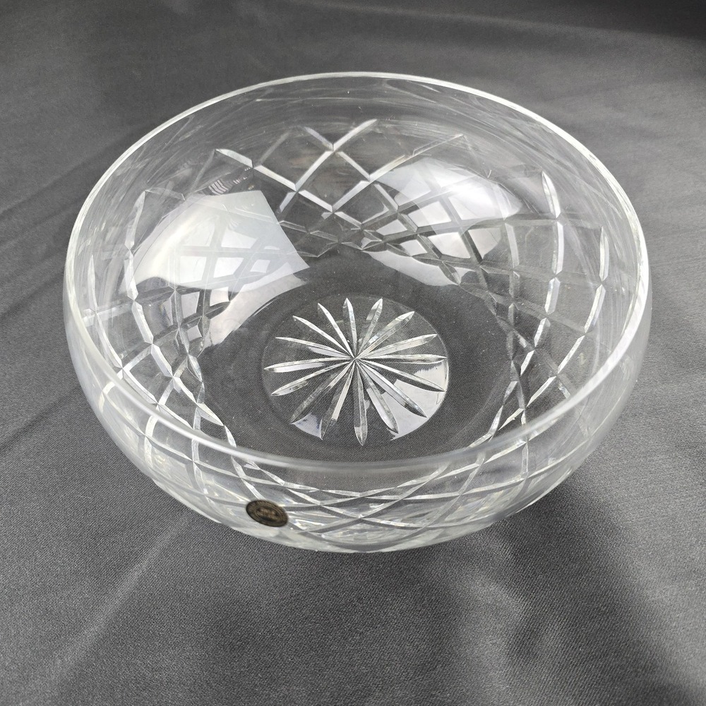 Romanian Handcrafted Lead Crystal Bowl • 24% PbO • 4″ H × 8″ D • Pristine